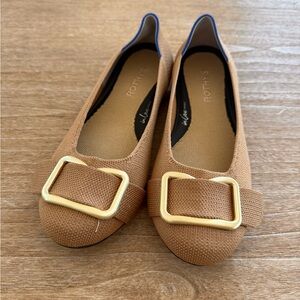 Rothy's Brown Flats with Gold Accent